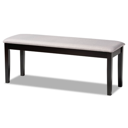 BAXTON STUDIO Teresa Grey Upholstered and Dark Brown Finished Wood Dining Bench 170-10915